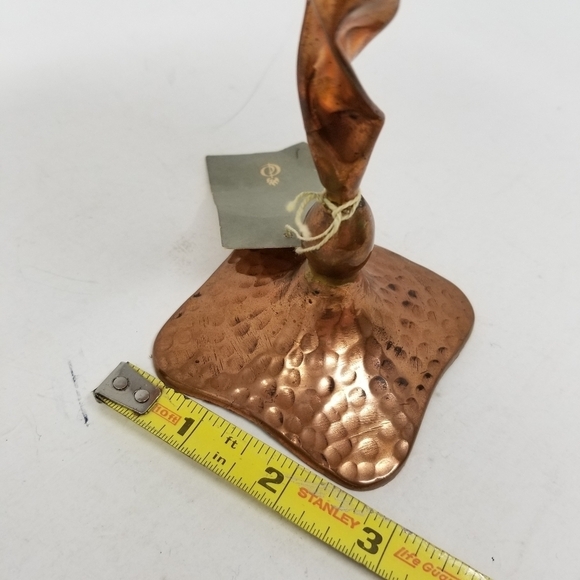 Brutalist Hammered Copper Candlestick 6 Inch New With Tags - Picture 5 of 11